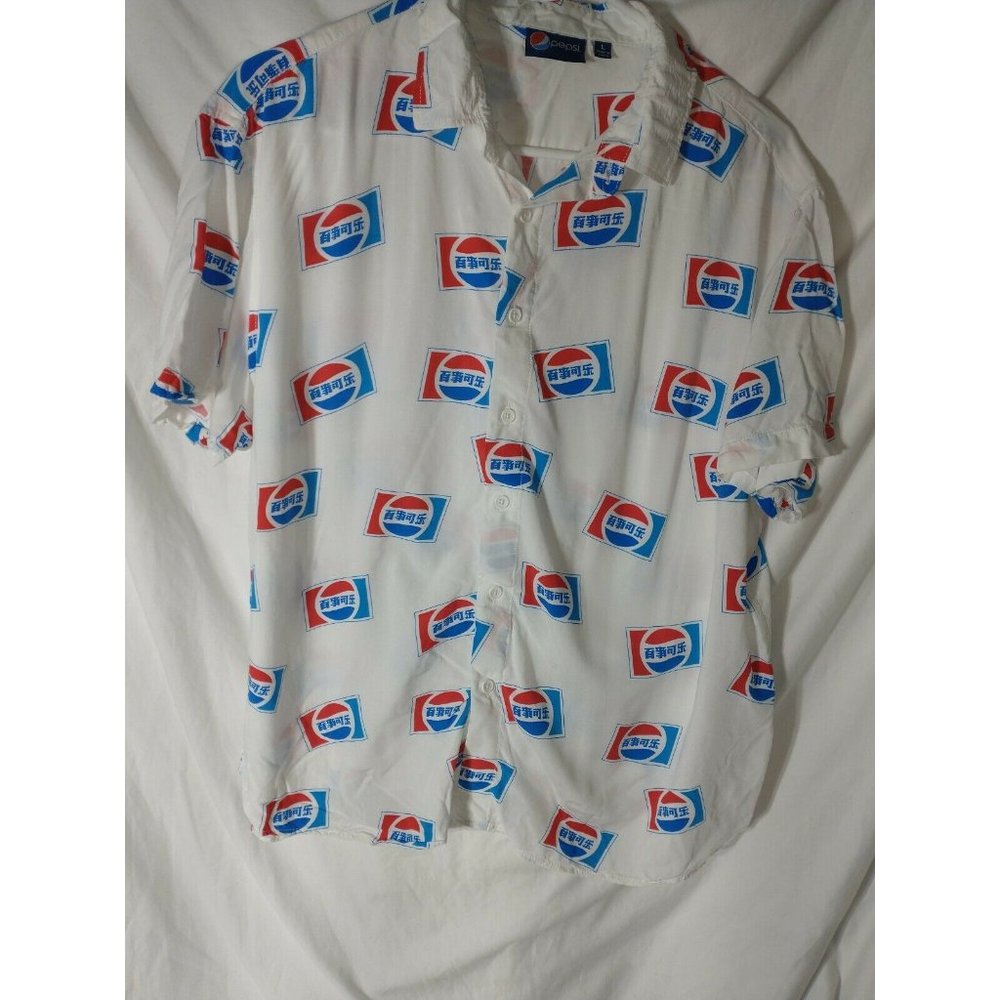Vintage Pepsi Button Up Shirt RARE size L (Asian writing)